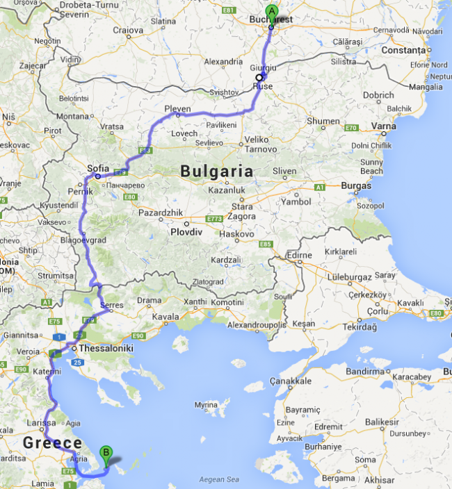 Traseu auto Bucuresti – Skiathos, prin Sofia Traseu auto Bucuresti - Skiathos, prin Sofia